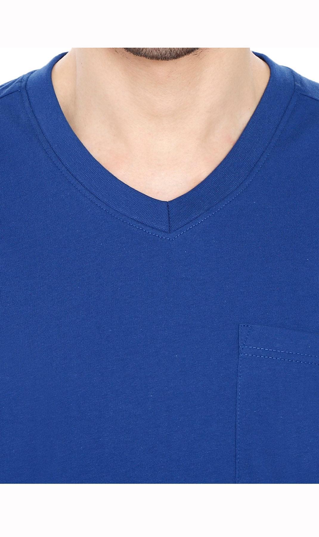 Men's Heavyweight Short Sleeve V-Neck T-Shirt – Relaxed Fit Cotton Blend with Pocket