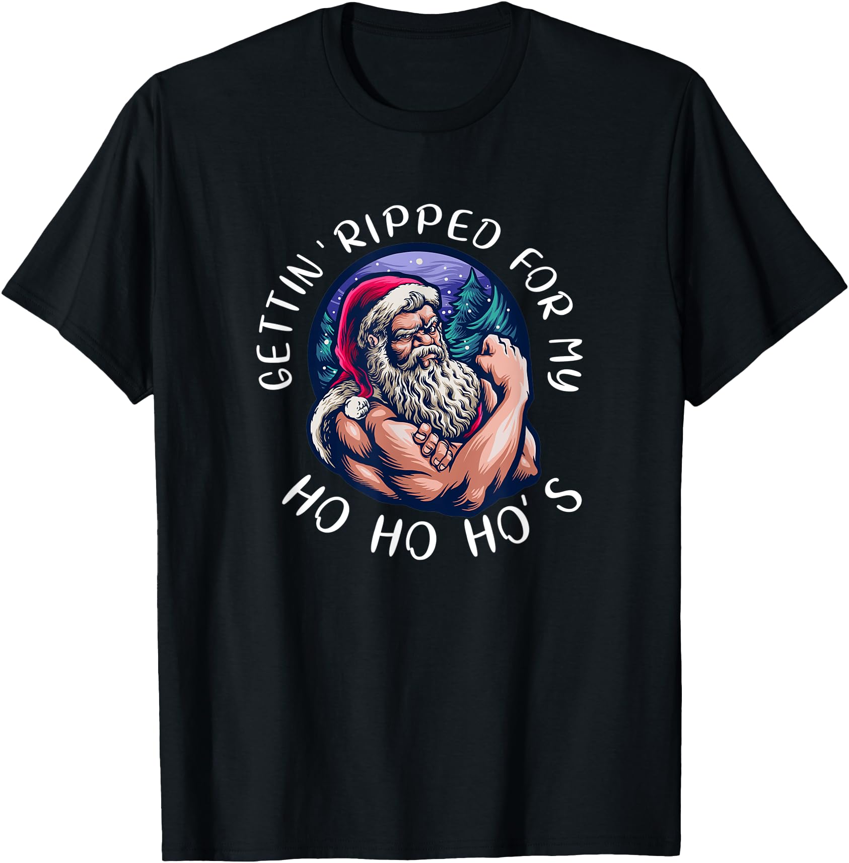Funny Ho Ho Ho Weight Lifting Santa Claus Gym Clothes Men