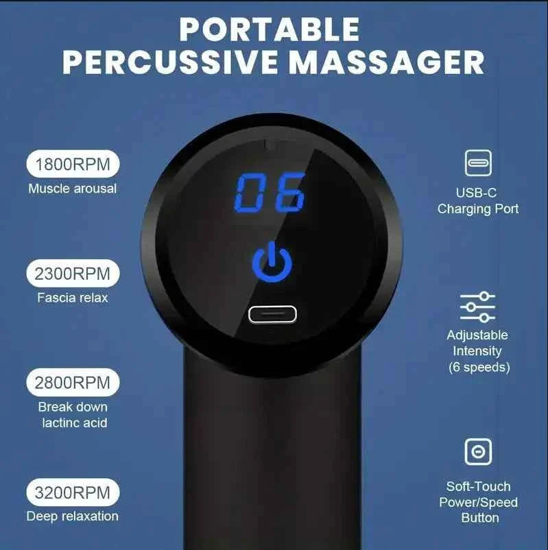 Portable Gun Handheld Deep Percussion Massager for Body Back Neck And Leg