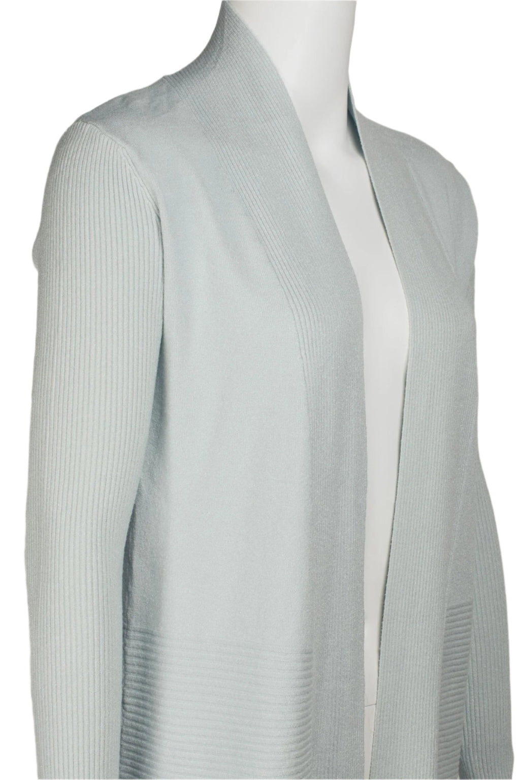 Joan Vass NY Open Front long Sleeve SharkBite Rib Detail Cardigan