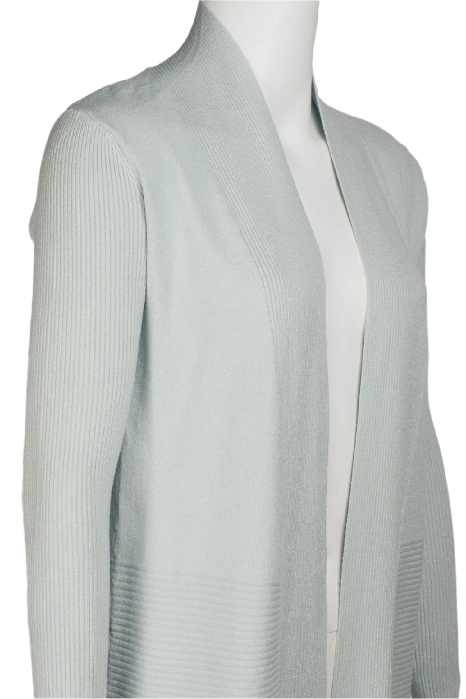 Joan Vass NY Open Front long Sleeve SharkBite Rib Detail Cardigan